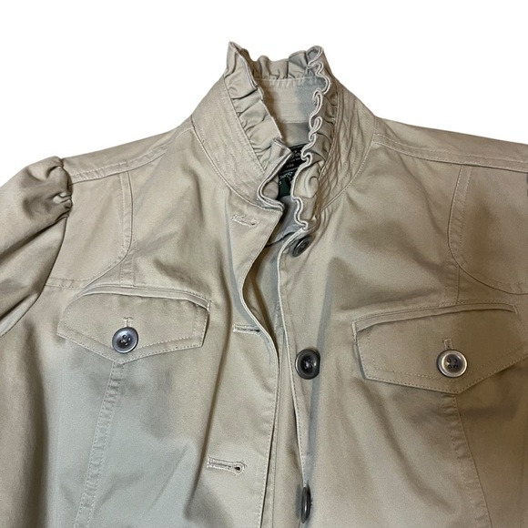 Eddie Bauer Cotton Ruffled Khaki Lightweight Jacket Size Small - Picture 3 of 8